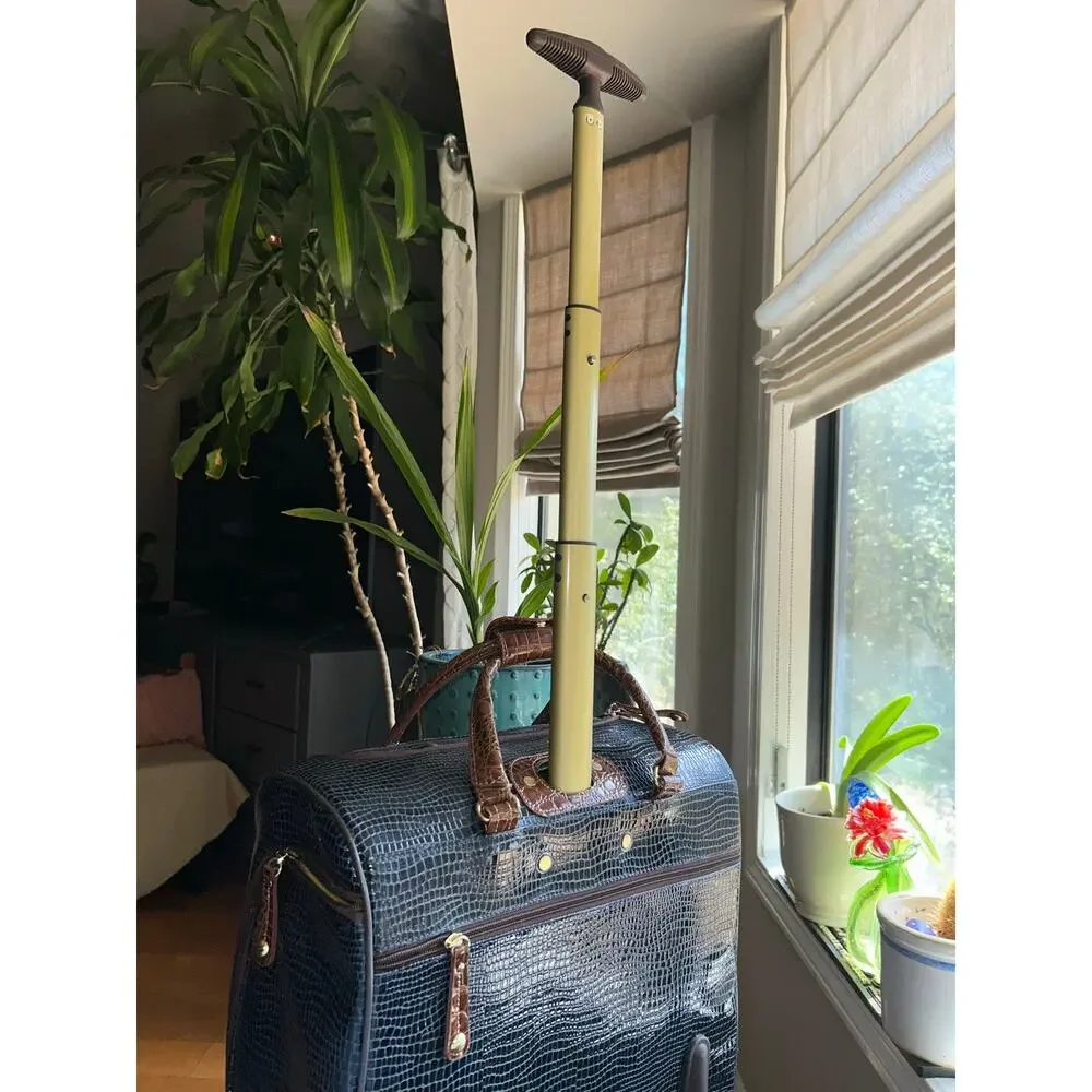 New Samantha Brown blue croc rolling carry-on luggage suitcase & toiletry bag
